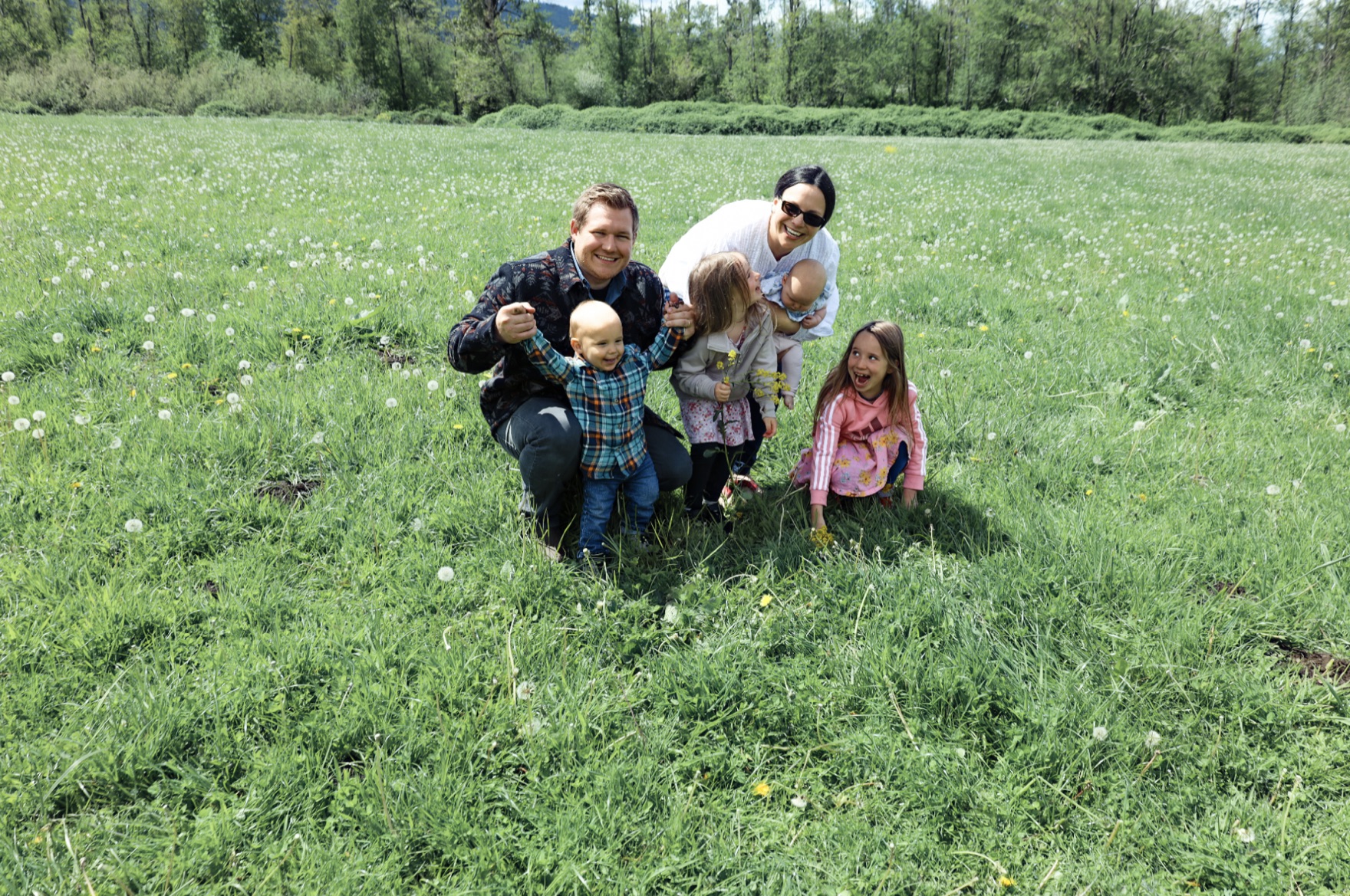 Colten Krauter and family in a Montana meadow